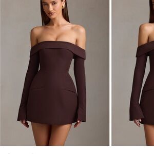 Oh Polly Seraphina Off-Shoulder Structured A-Line Mini Dress